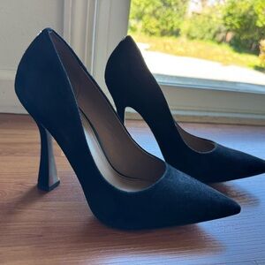 Sam Edelman Antonia Black Suede Pointed-Toe Spool Heel Stiletto Pumps